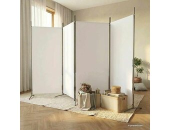 vidaXL Kamerscherm met 4 panelen 346x180 cm stof wit