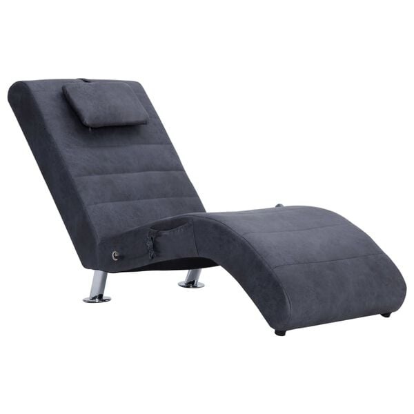 vidaXL Massage Chaise Longue Kunstsuède Grijs - 34% Korting!