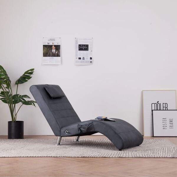 vidaXL Massage Chaise Longue Kunstsuède Grijs - 34% Korting!