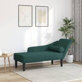 vidaXL Donkergroene Chaise Longue met Kussens - 34% Korting