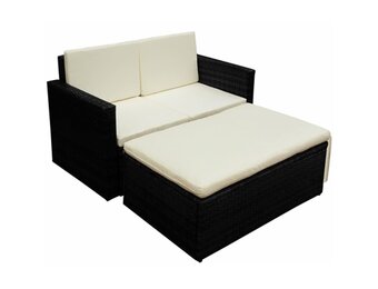 vidaXL Loungeset Poly Rattan Zwart - 34% Korting!