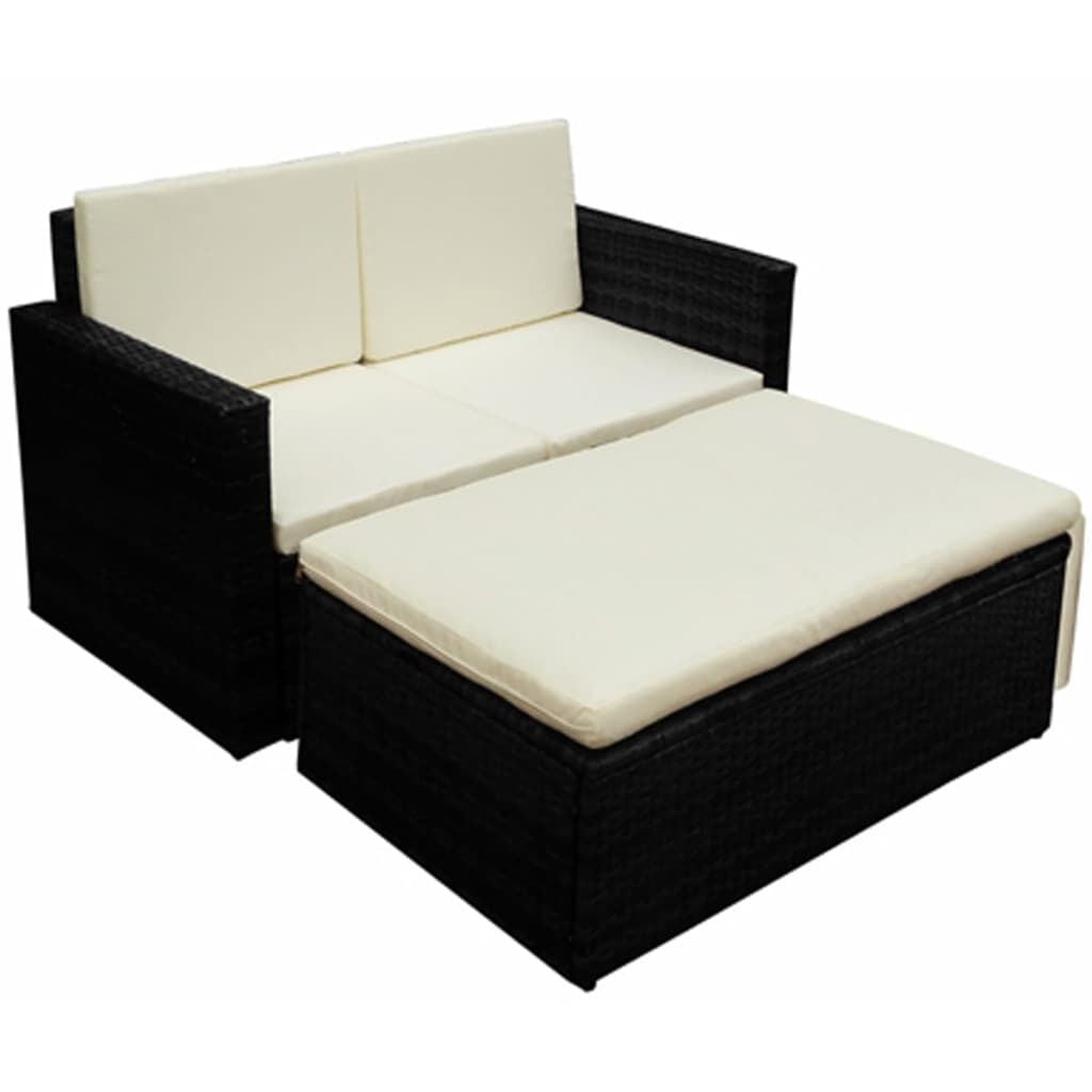 vidaXL Loungeset Poly Rattan Zwart - 34% Korting!