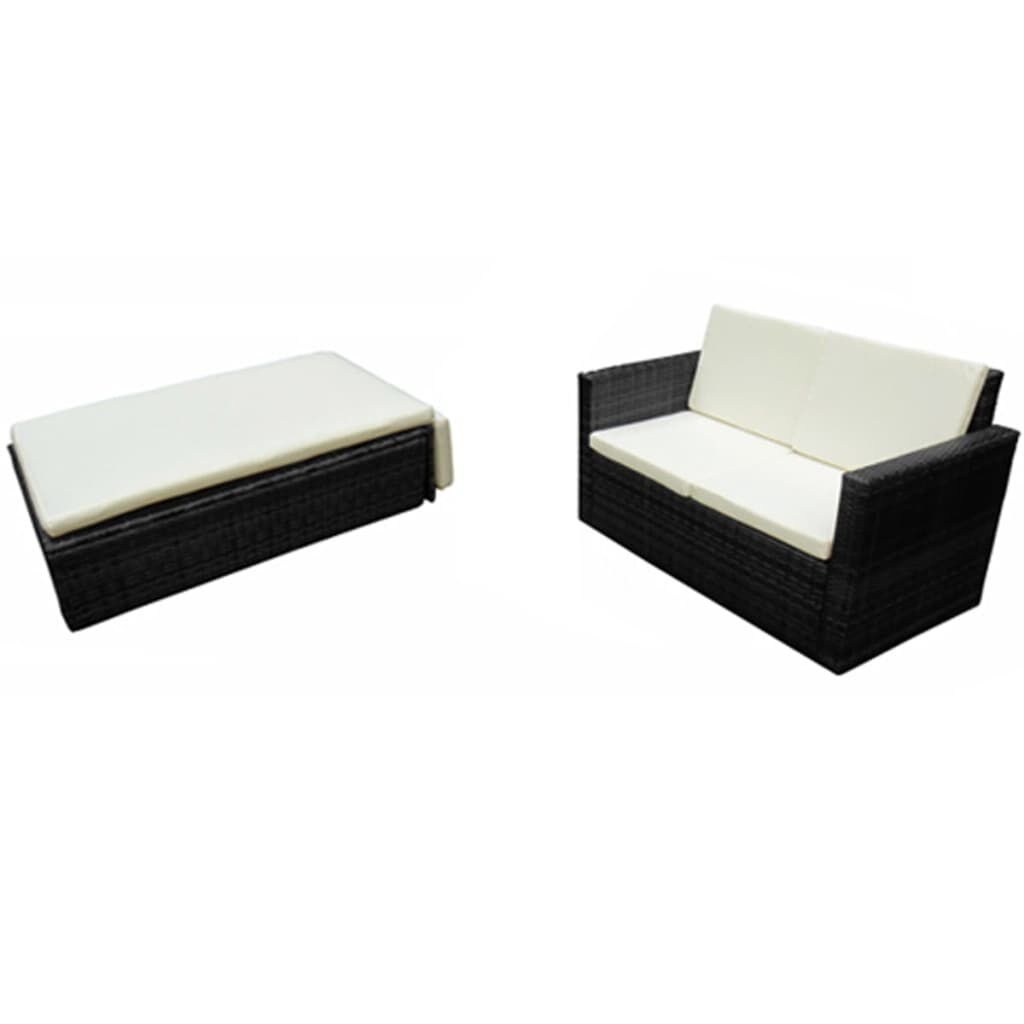 vidaXL Loungeset Poly Rattan Zwart - 34% Korting!
