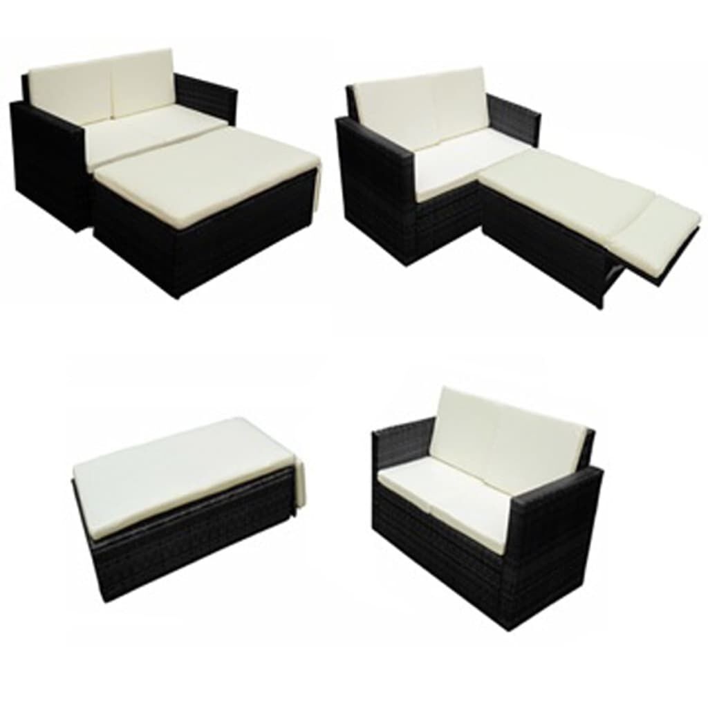 vidaXL Loungeset Poly Rattan Zwart - 34% Korting!