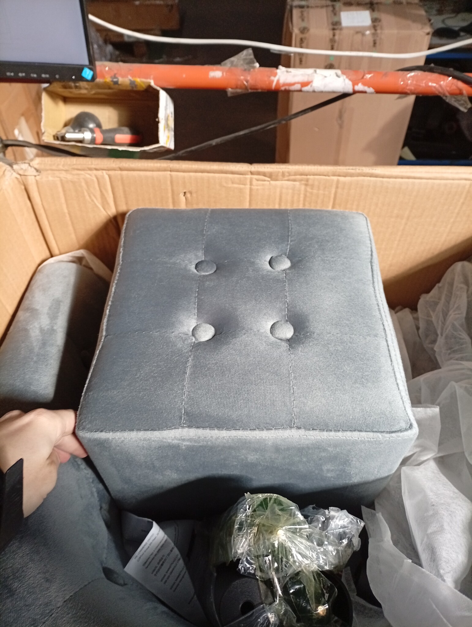 Retourtje Kuipstoel met Voetenbank Fluweel Donkergrijs - 54% Korting!