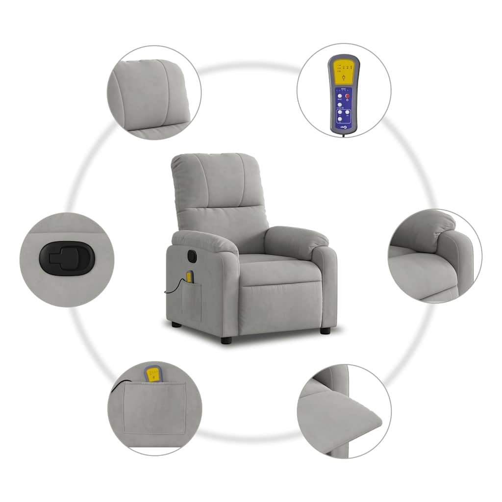 vidaXL Massagestoel Microvezel Lichtgrijs - 34% Korting