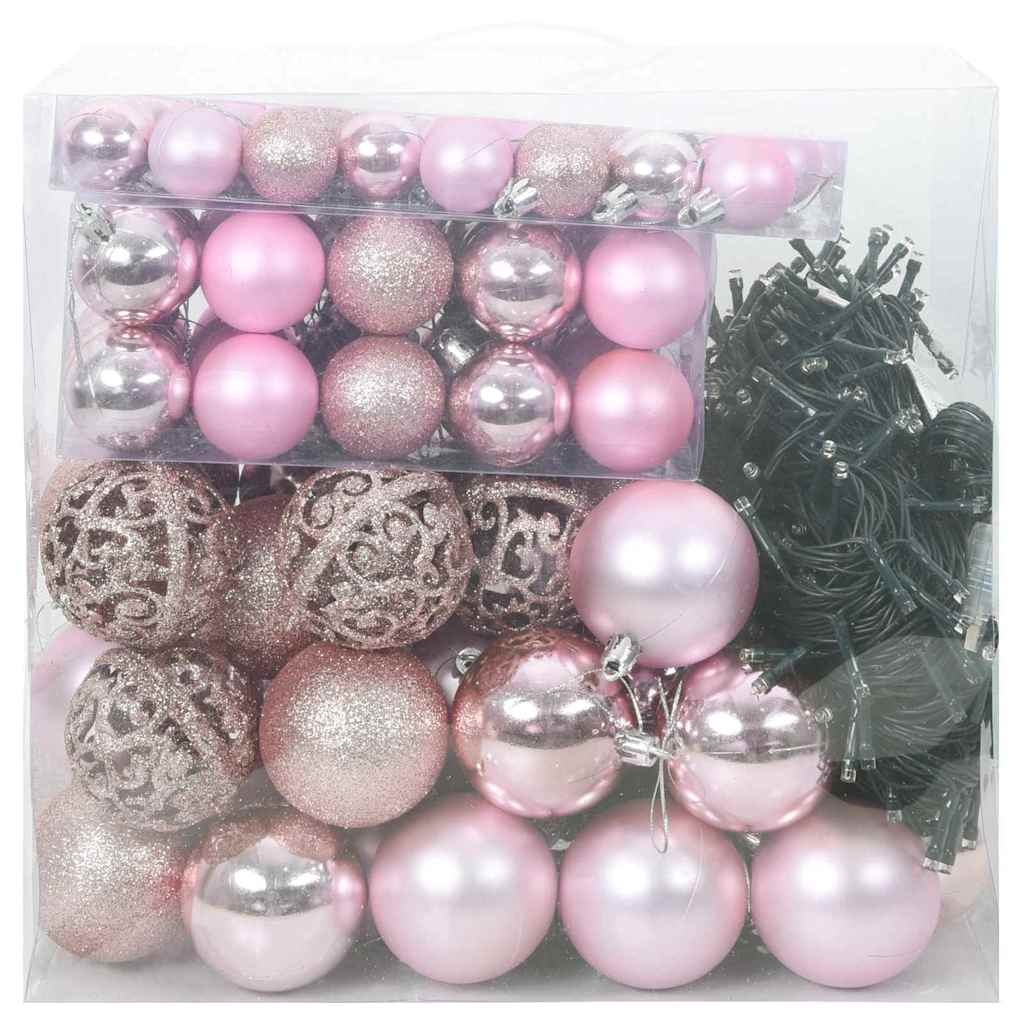 vidaXL Kerstbal Set 300 LED 120 Stuks Roze - 27% Korting