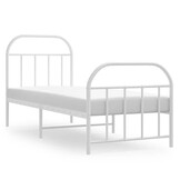 vidaXL Bedframe met hoofd- en voeteneinde metaal wit 75x190 cm