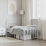 vidaXL Bedframe met hoofd- en voeteneinde metaal wit 75x190 cm