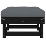2x Houten Tuinvoetenbank met Kussen - Zwart - 29% Korting