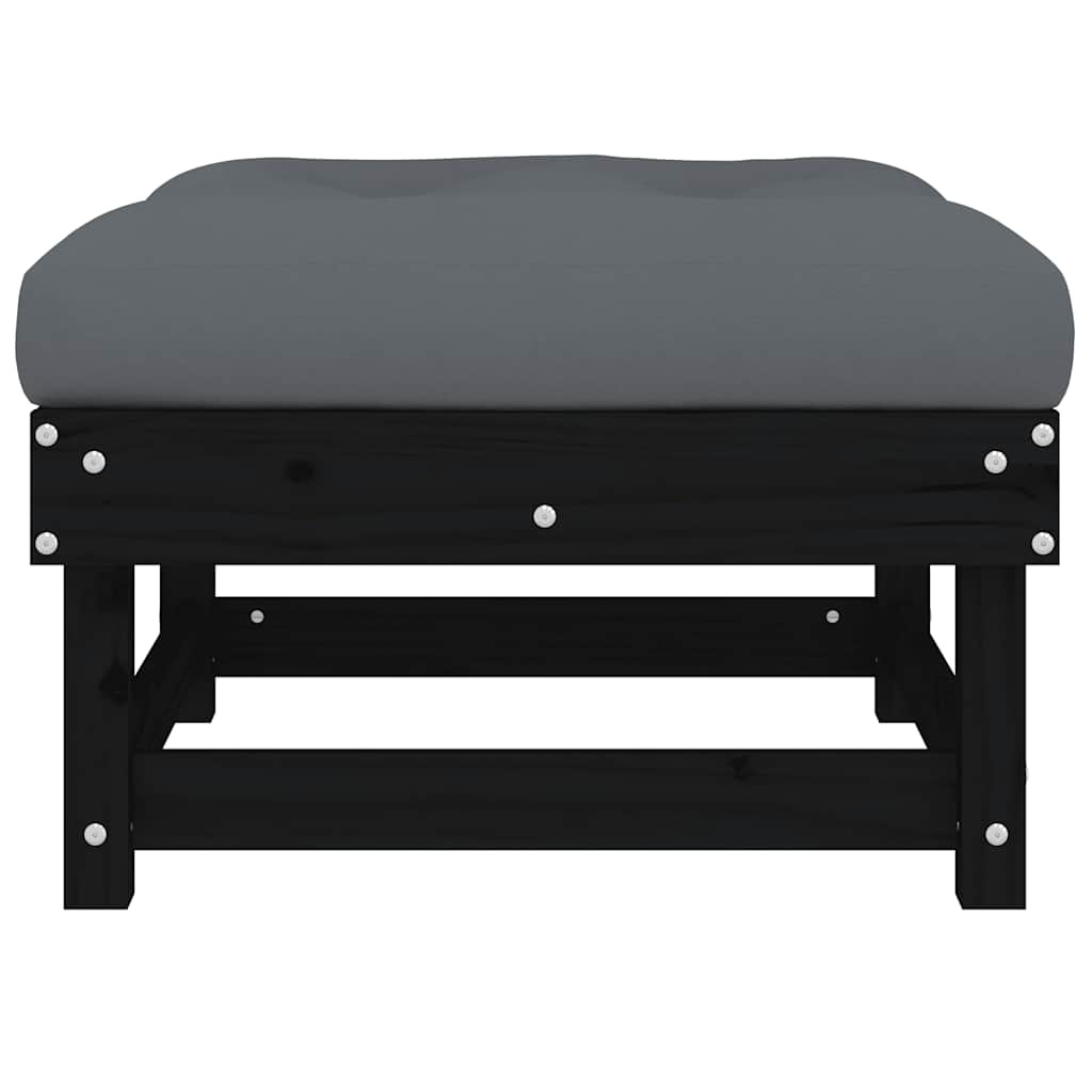 2x Houten Tuinvoetenbank met Kussen - Zwart - 29% Korting