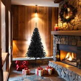 Zwarte Kunstkerstboom 150cm met Standaard - 29% Korting