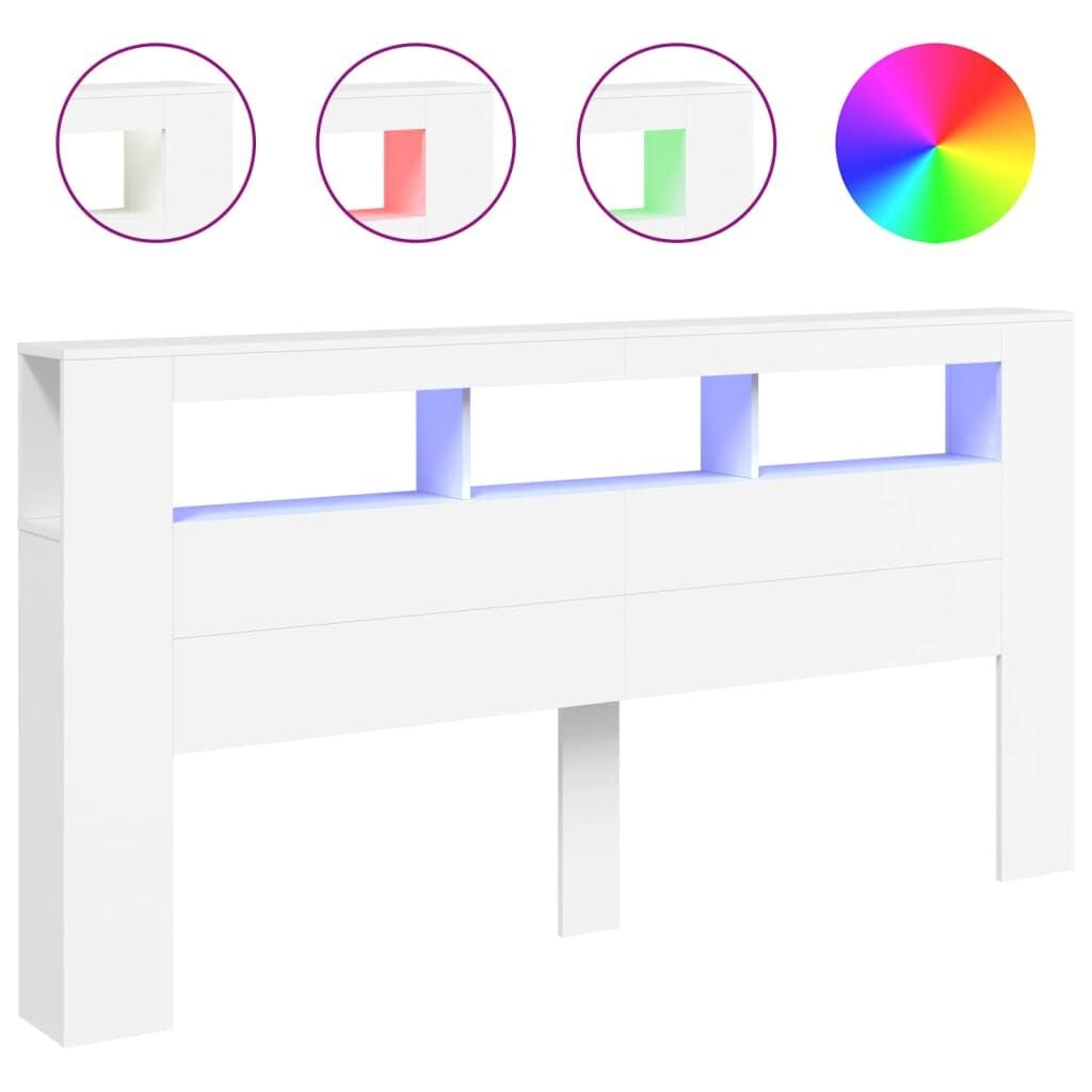 vidaXL Hoofdeinde met LED 200x18,5x103,5 cm bewerkt hout wit
