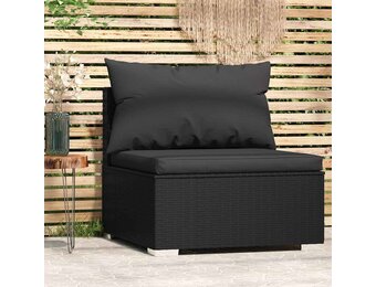 vidaXL Tuinmiddenbank met kussens poly rattan zwart