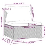 vidaXL Tuinmiddenbank met kussens poly rattan zwart