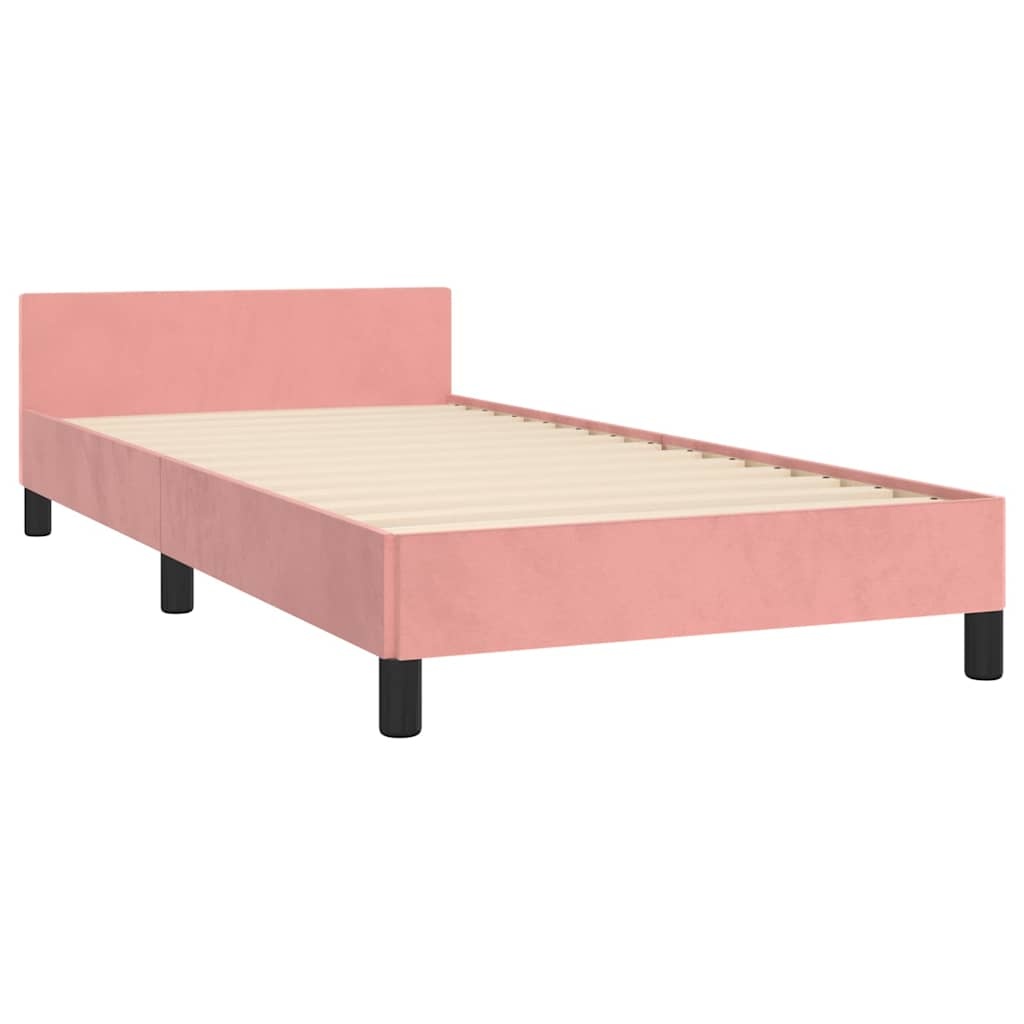 vidaXL Bedframe met hoofdeinde zonder matras 100x200 cm fluweel roze