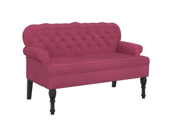 vidaXL Bankje met Rugleuning - Wijnrood Fluweel - 34% Korting