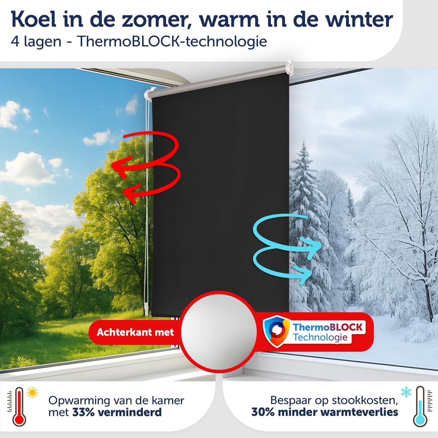 Blumtal Verduisteringsrolgordijn 45x130cm - Zonder Boren - 32% Korting