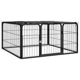 vidaXL Hondenkennel 4 panelen - Zwart - 28% Korting
