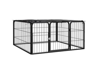 vidaXL Hondenkennel 4 panelen - Zwart - 28% Korting