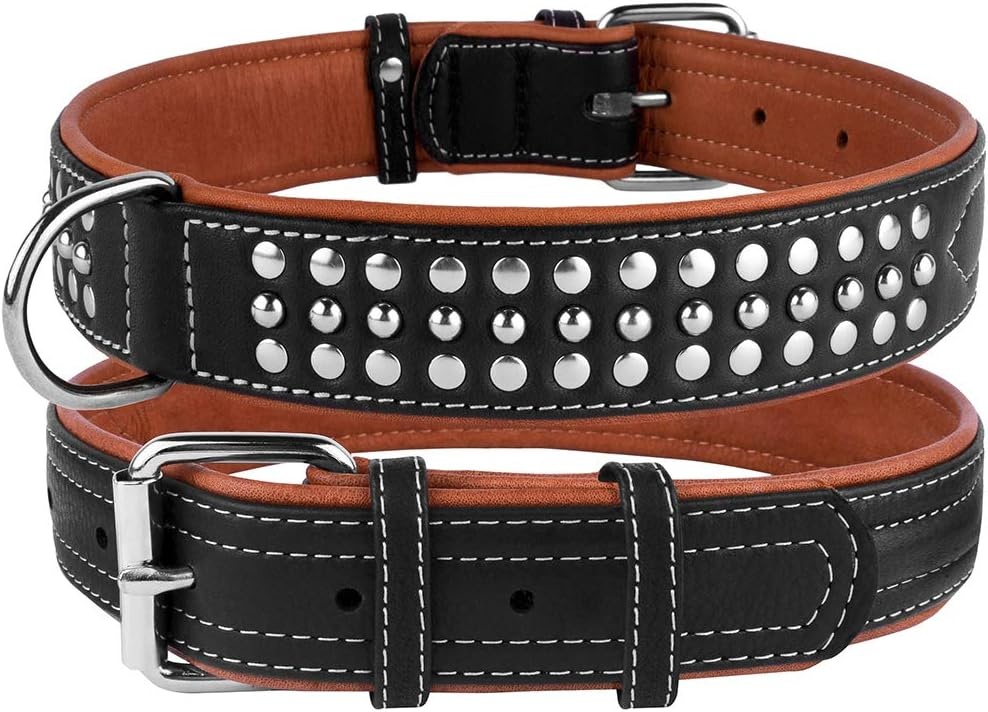 CollarDirect Leren Hondenband Studded - Zwart/Bruin (-40%)