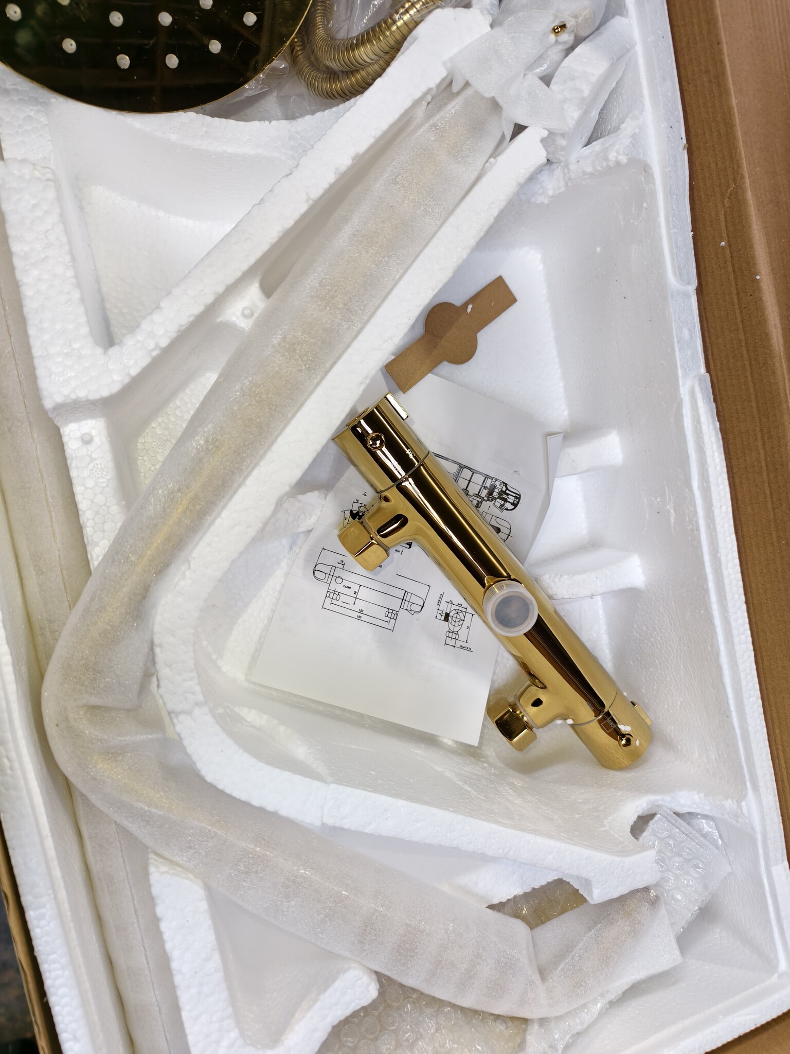 Regendoucheset Goud Thermostaatkraan 25cm - 39% Korting!