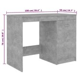 VidaXL Bureau Betongrijs - 100x50cm | 33% Korting