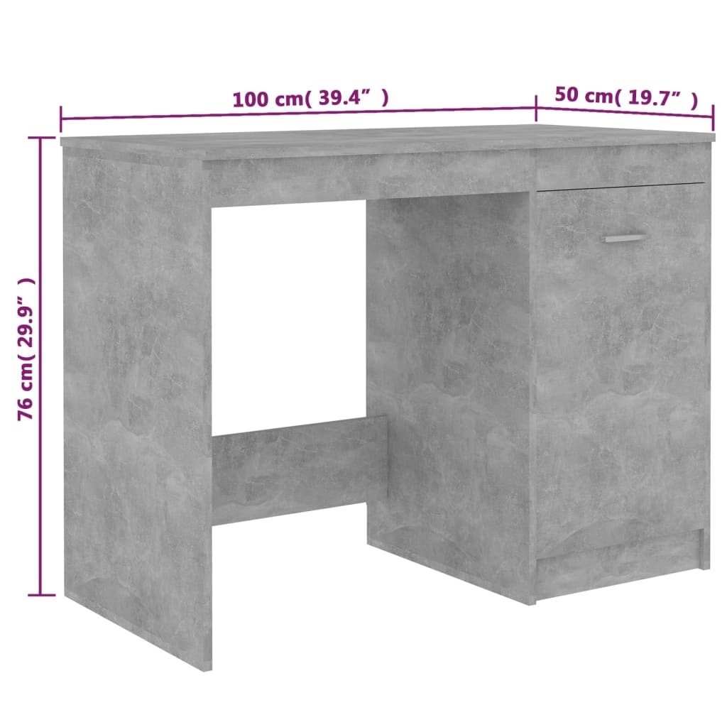 VidaXL Bureau Betongrijs - 100x50cm | 33% Korting