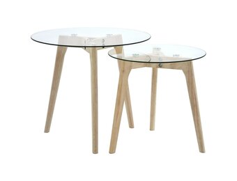 vidaXL Bijzettafelset Gehard Glas & Eikenhout - 58% Korting!