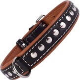 CollarDirect Leren Halsband Studs Zwart/Bruin S/M (39% Korting)