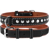 CollarDirect Leren Halsband Studs Zwart/Bruin S/M (39% Korting)