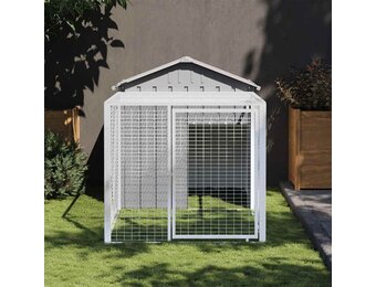 vidaXL Kippenhok met ren 117x201x123 cm gegalvaniseerd staal grijs