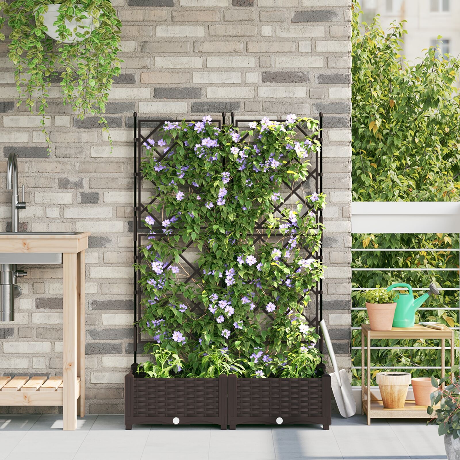 vidaXL Tuindruppel met Trellis - Bruin 32% Korting