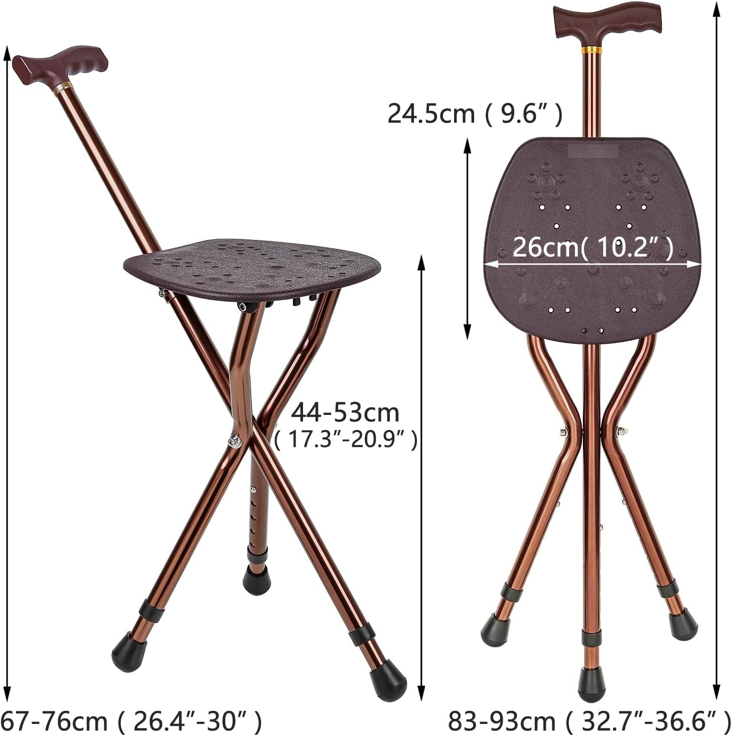 Wandelstok met Seat voor Mannen 120 kg Capaciteit, Grote Seat Board Hoogte Verstelbare Opvouwbare Seat Stick, Cane en Kruk Dual-use voor Volwassenen, Ouderen en Rehabiliteerders.