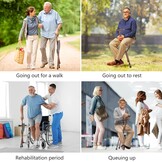 Wandelstok met Seat voor Mannen 120 kg Capaciteit, Grote Seat Board Hoogte Verstelbare Opvouwbare Seat Stick, Cane en Kruk Dual-use voor Volwassenen, Ouderen en Rehabiliteerders.