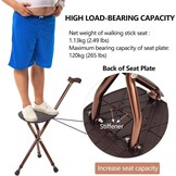 Wandelstok met Seat voor Mannen 120 kg Capaciteit, Grote Seat Board Hoogte Verstelbare Opvouwbare Seat Stick, Cane en Kruk Dual-use voor Volwassenen, Ouderen en Rehabiliteerders.