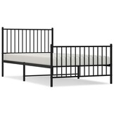 vidaXL Bedframe met hoofd- en voeteneinde metaal zwart 100x200 cm