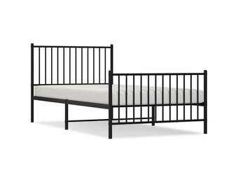 vidaXL Bedframe met hoofd- en voeteneinde metaal zwart 100x200 cm