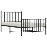 vidaXL Bedframe met hoofd- en voeteneinde metaal zwart 100x200 cm
