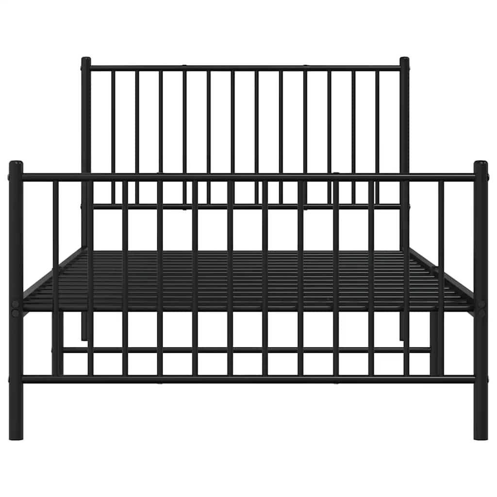 vidaXL Bedframe met hoofd- en voeteneinde metaal zwart 100x200 cm