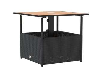 vidaXL Tuintafel met parasolgat 55x55x46,5 cm poly rattan zwart