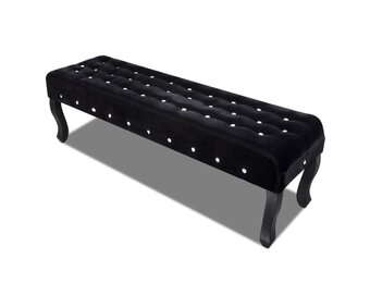 VidaXL Zwart Fluwelen Bankje met Kristallen Knoppen - 34% Korting