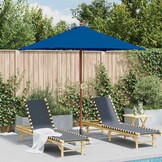 vidaXL Parasol Blauw met Houten Paal - 26% Korting
