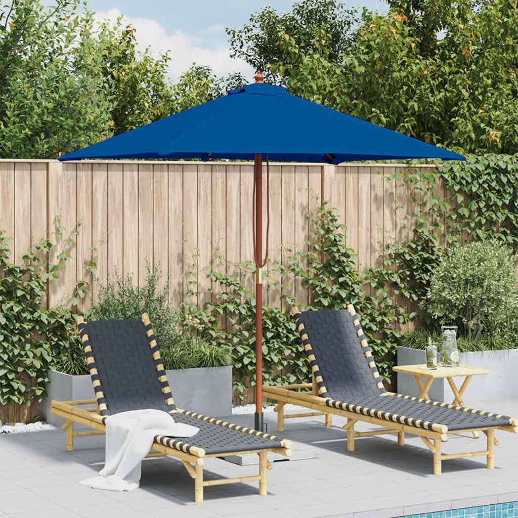 vidaXL Parasol Blauw met Houten Paal - 26% Korting