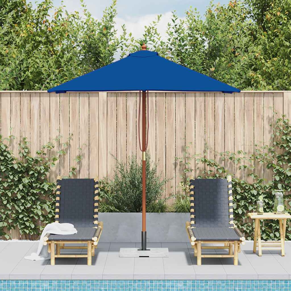 vidaXL Parasol Blauw met Houten Paal - 26% Korting
