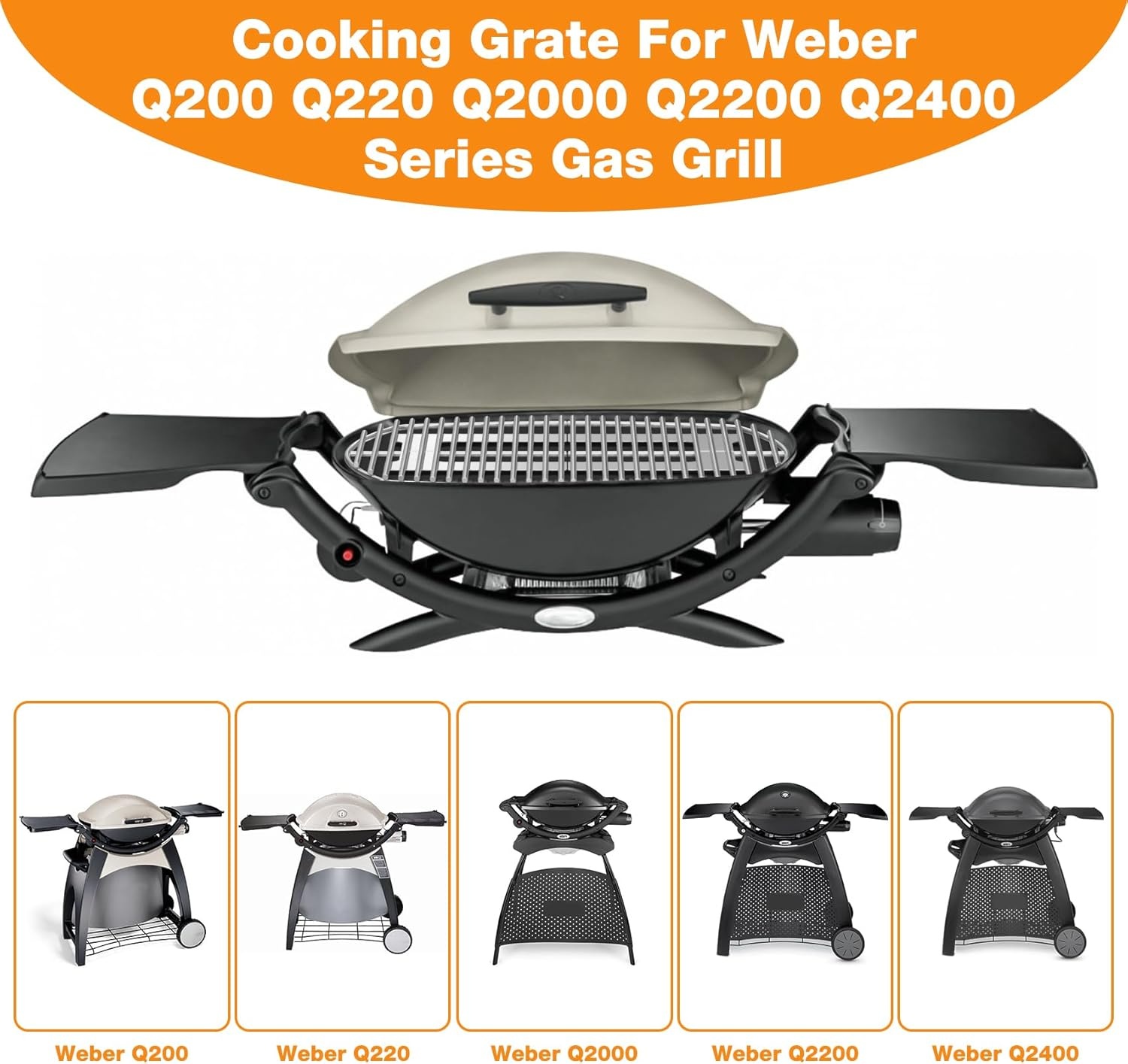 Onlyfire RVS Grillroosters - 28% Korting - Past op Weber Q200/Q2200