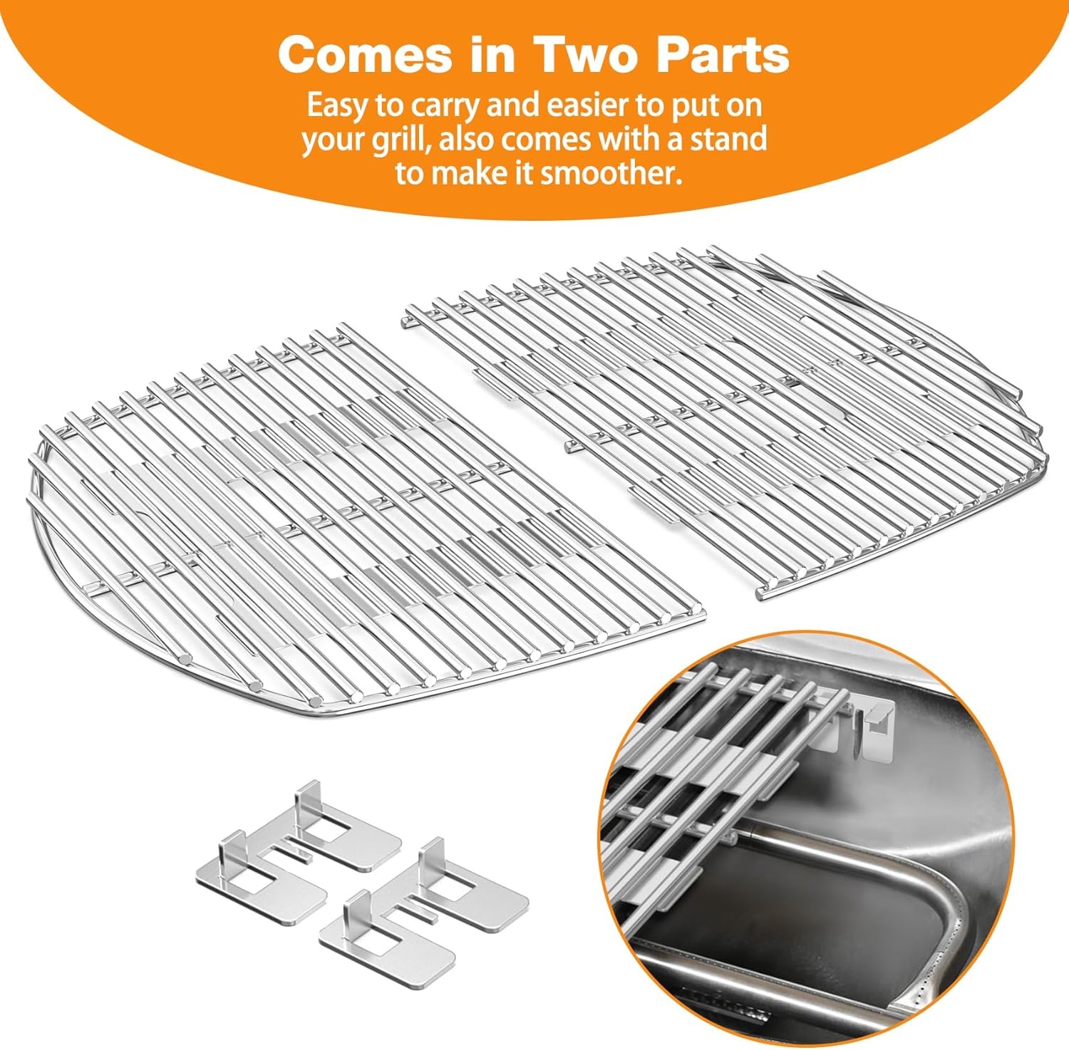 Onlyfire RVS Grillroosters - 28% Korting - Past op Weber Q200/Q2200