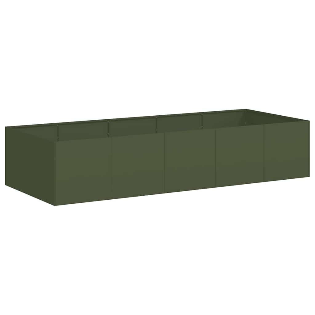 vidaXL Stalen Plantenbak - 200x80x40 cm - Olijfgroen - 34% Korting