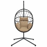 VidaXL Hangstoel met Standaard - Rattan/Staal - Taupe Kussen - 34% Korting