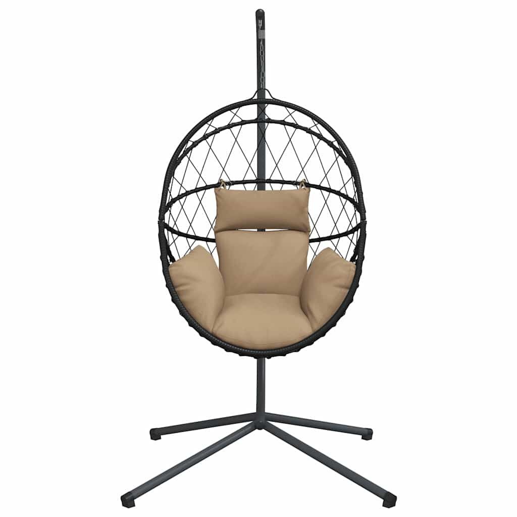 VidaXL Hangstoel met Standaard - Rattan/Staal - Taupe Kussen - 34% Korting